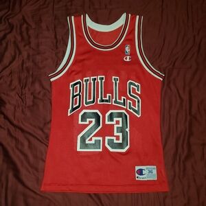 Vintage Michael Jordan Chicago Bulls Road Red Champion Jersey Size 36